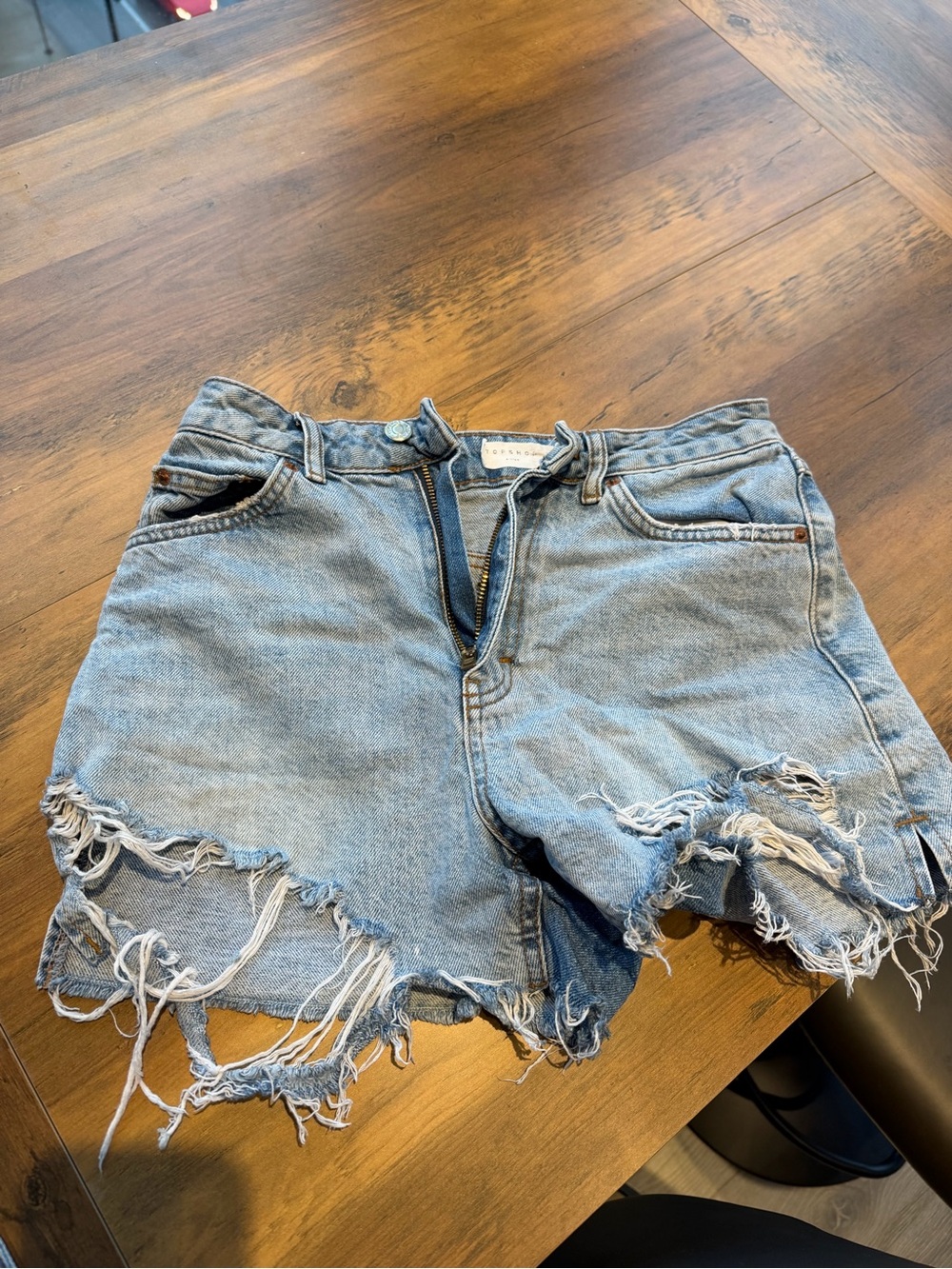 Topshop Light Blue Ripped Denim Cutoff Shorts